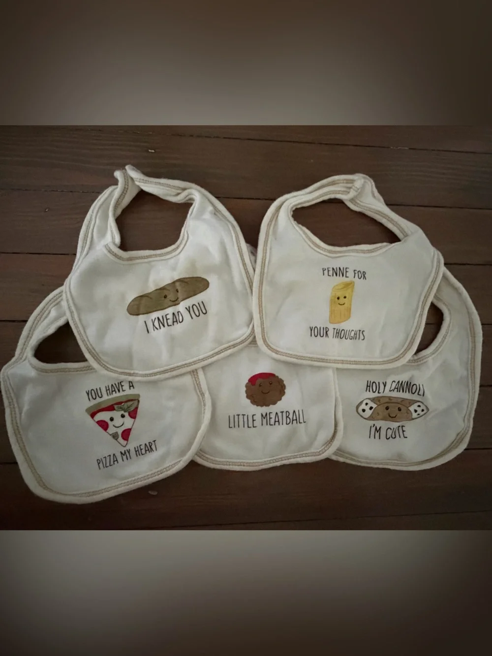 Italian Baby Bib Set - Cream Cute Food Characters